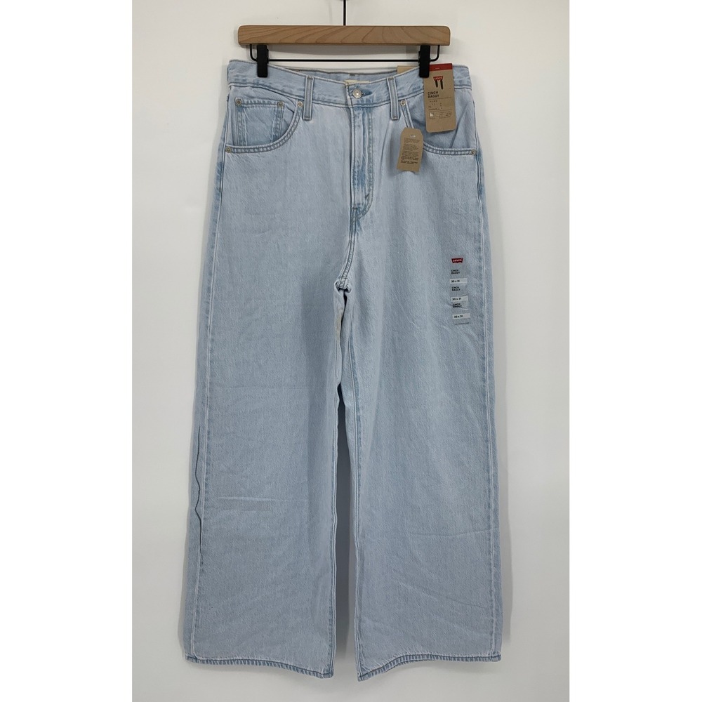 Levis Cinch Baggy Jeans Womens 30 Blue Wide Leg Light Wash Denim Pants NEW READ